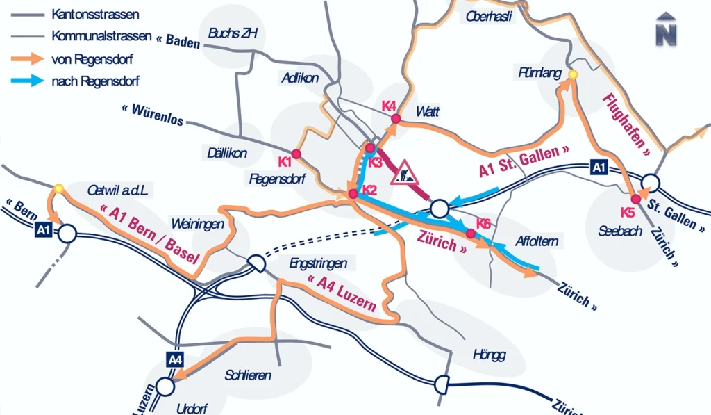 Regensdorf, Wehntalerstrasse, Umleitungswegweisung